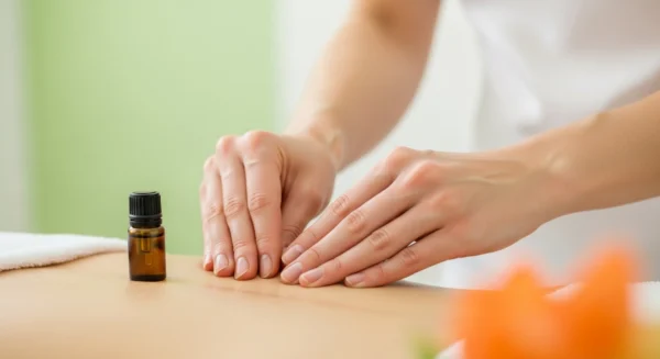 수원 여성전용마사지샵에서 전문 테라피스트가 고급 아로마 오일을 사용하여 섬세하게 마사지하는 모습